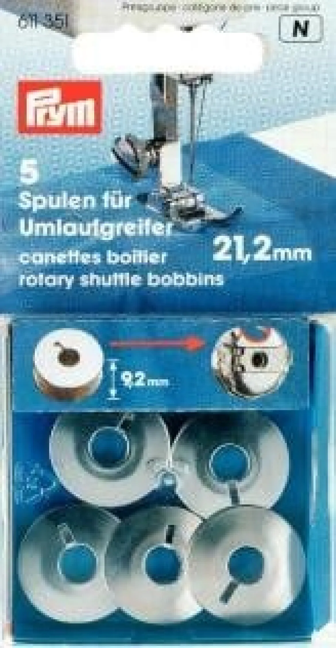 5 Nähmaschinen Spulen ST für Umlaufgreifer 21,2 mm