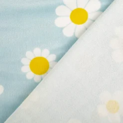 Nicki Stoff Blumen hellblau weiß 1,45m Breite