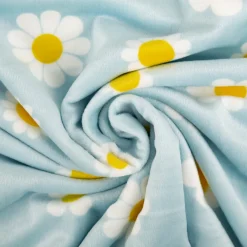 Nicki Stoff Blumen hellblau weiß 1,45m Breite