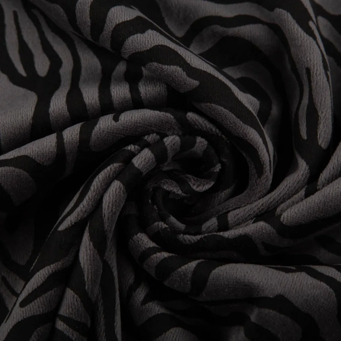 Nicki Stoff Velours Baumwolle Zebra grau schwarz 1,50 m Breite
