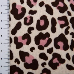 Nicki Stoff Velours Baumwolle Leo beige braun rosa 1,50 m Breite