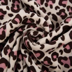 Nicki Stoff Velours Baumwolle Leo beige braun rosa 1,50 m Breite