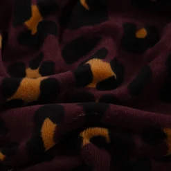 Nicki Stoff Velours Baumwolle Leo aubergine schwarz braun 1,50 m Breite