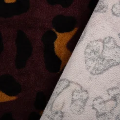 Nicki Stoff Velours Baumwolle Leo aubergine schwarz braun 1,50 m Breite