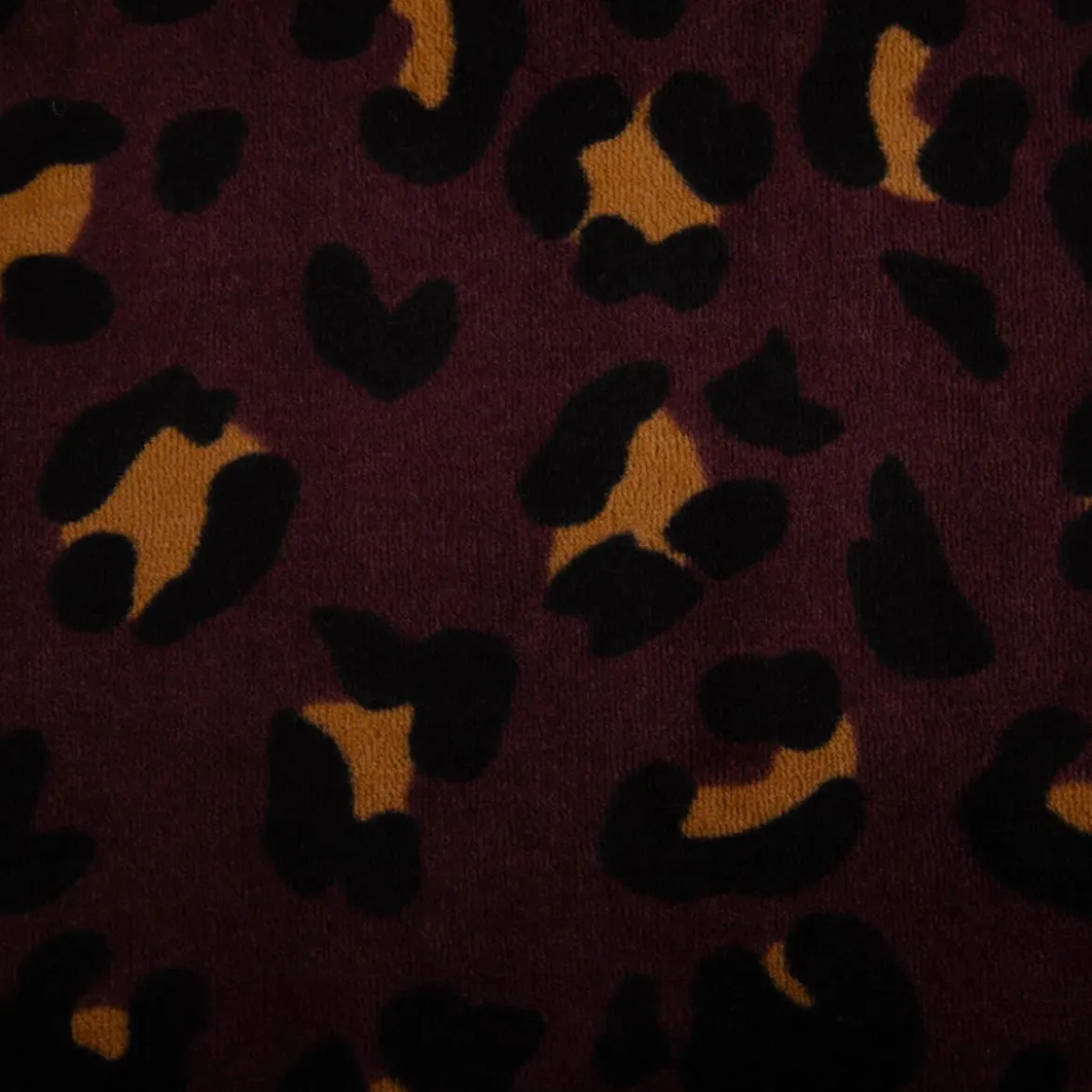 Nicki Stoff Velours Baumwolle Leo aubergine schwarz braun 1,50 m Breite