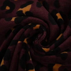 Nicki Stoff Velours Baumwolle Leo aubergine schwarz braun 1,50 m Breite