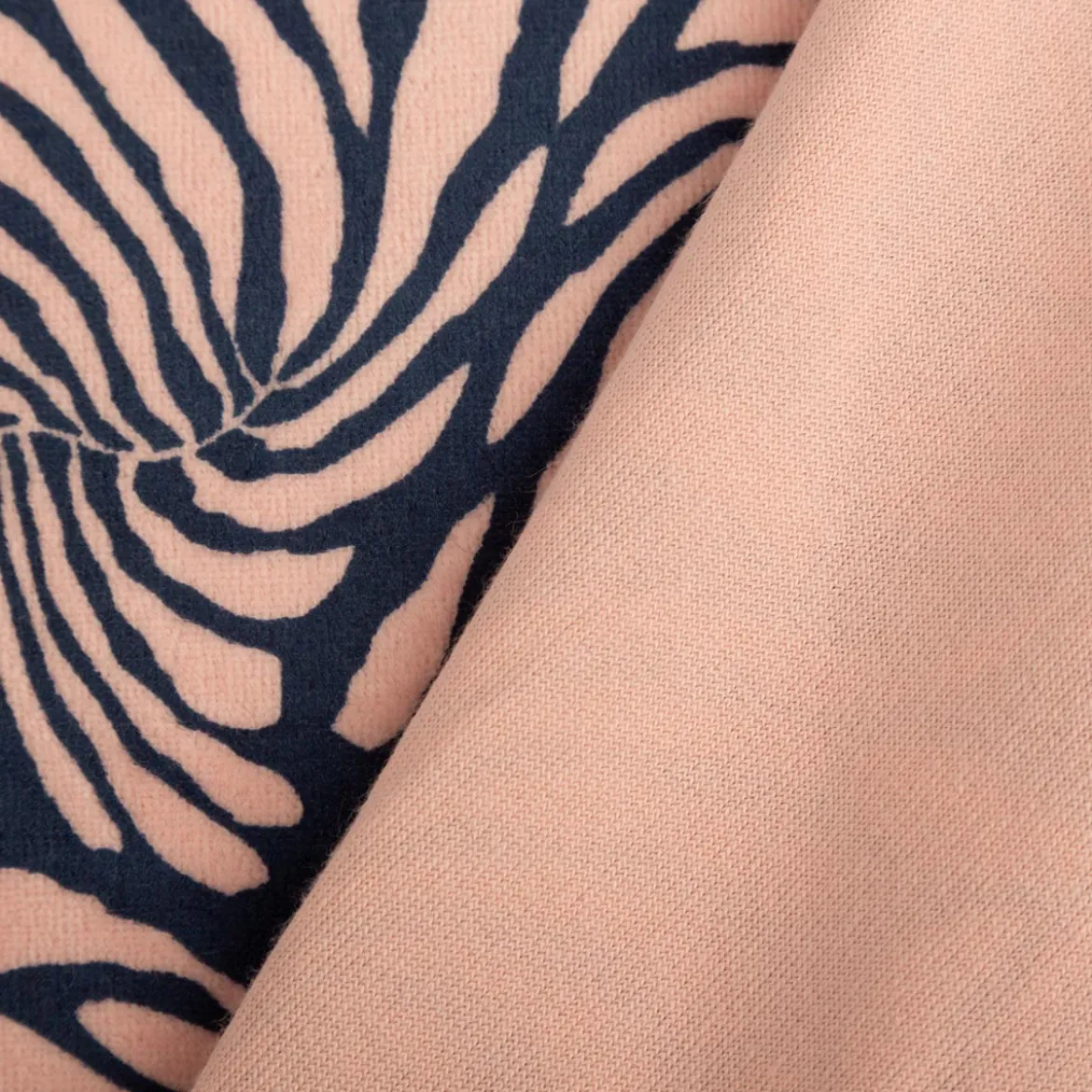 Nicki Stoff Velours Baumwolle abstrakte Blätter rosa blau 1,50 m Breite