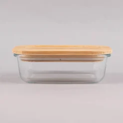 Ofenschale Aufbewahrungsbox aus Glas mit Bambus Deckel 680ml