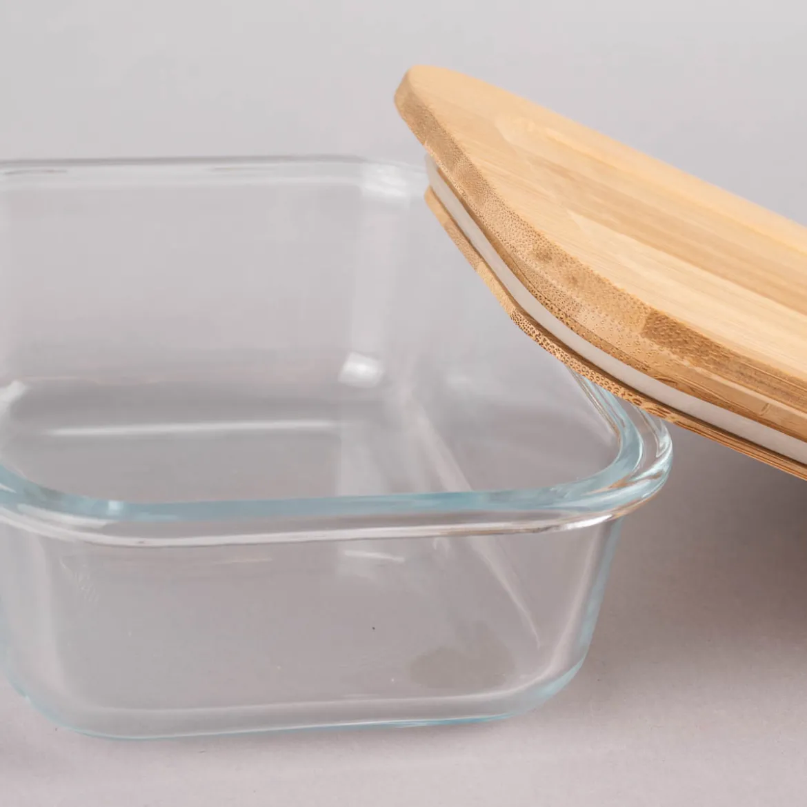 Ofenschale Aufbewahrungsbox aus Glas mit Bambus Deckel 680ml
