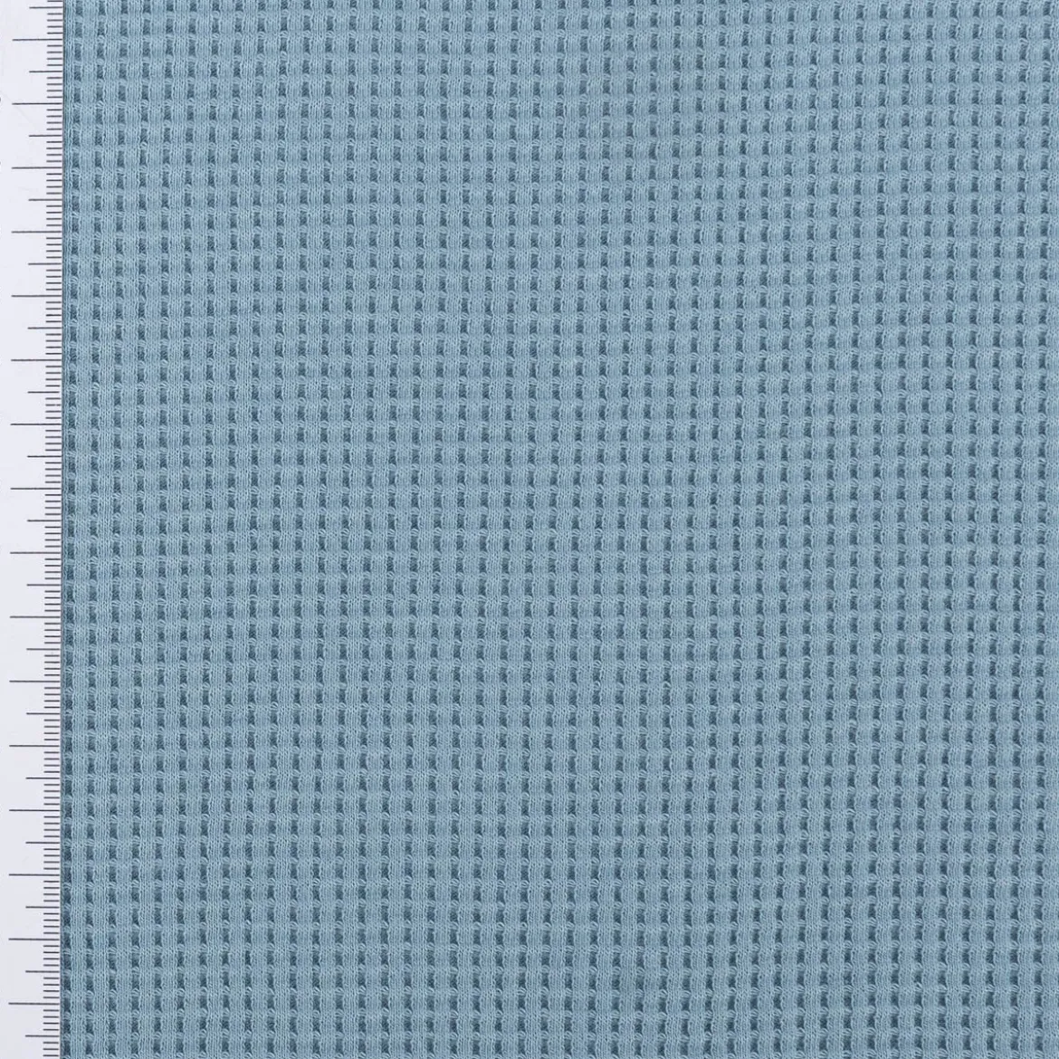 Organic Bio Waffeljerseystoff Waffelstrick Baumwolle einfarbig rauch blau 1,45m Breite