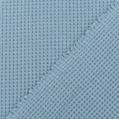 Organic Bio Waffeljerseystoff Waffelstrick Baumwolle einfarbig rauch blau 1,45m Breite