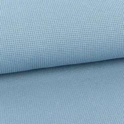 Organic Bio Waffeljerseystoff Waffelstrick Baumwolle einfarbig rauch blau 1,45m Breite