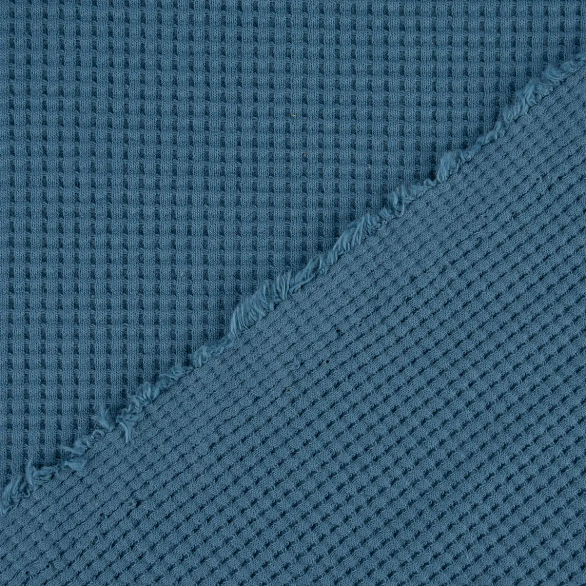 Organic Bio Waffeljersey Waffelstrick einfarbig jeansblau 1,45m Breite