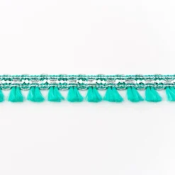 Orientalisches Band Glitzer mit Fransen Meterware türkis Breite:2cm