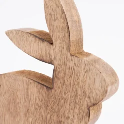 Osterhase Holzhase aus Mangoholz naturbraun 18x20x2cm