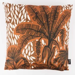 Outdoor Kissen aus Kunstfaser Palmen abstrakt braun schwarz creme 45x45cm
