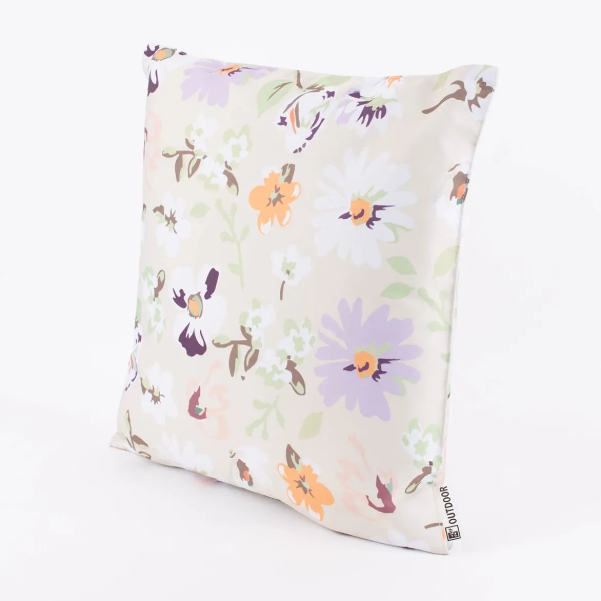 Outdoor Kissen Blüten Blumen beige hellgrün weiß 45x45cm