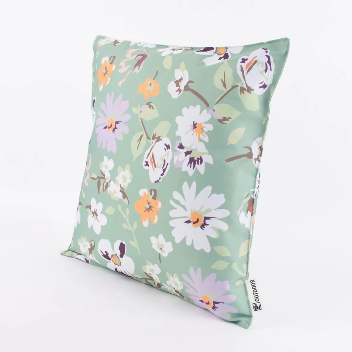 Outdoor Kissen Blüten Blumen grün hellgrün weiß 45x45cm