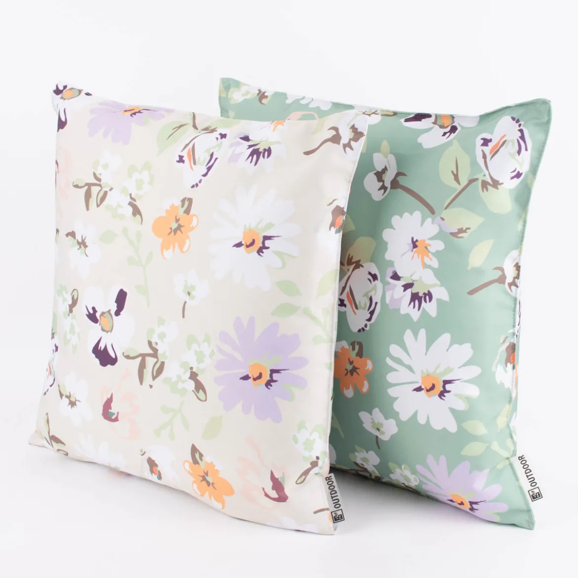 Outdoor Kissen Blüten Blumen grün hellgrün weiß 45x45cm