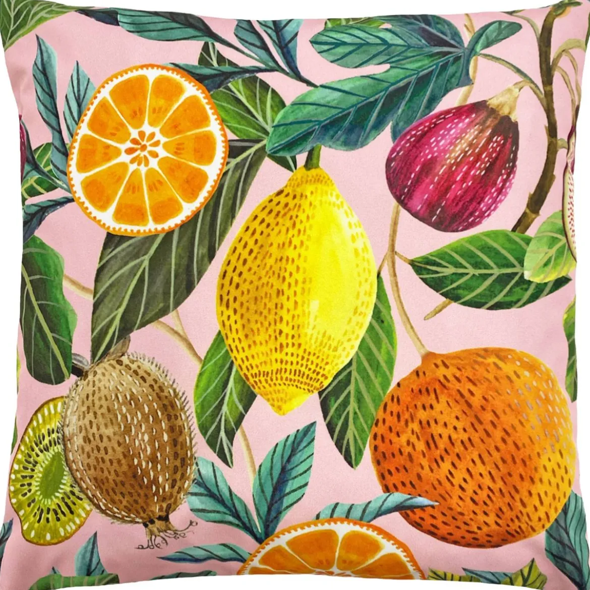 Outdoor Kissen Citrus Zitrusfrüchte Aquarell blush pink 43x43cm