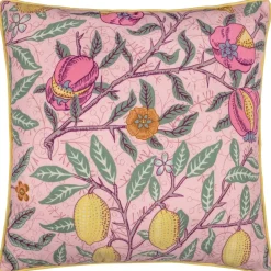 Outdoor Kissen Früchte Zweige blassrosa zitronengelb 45x45cm