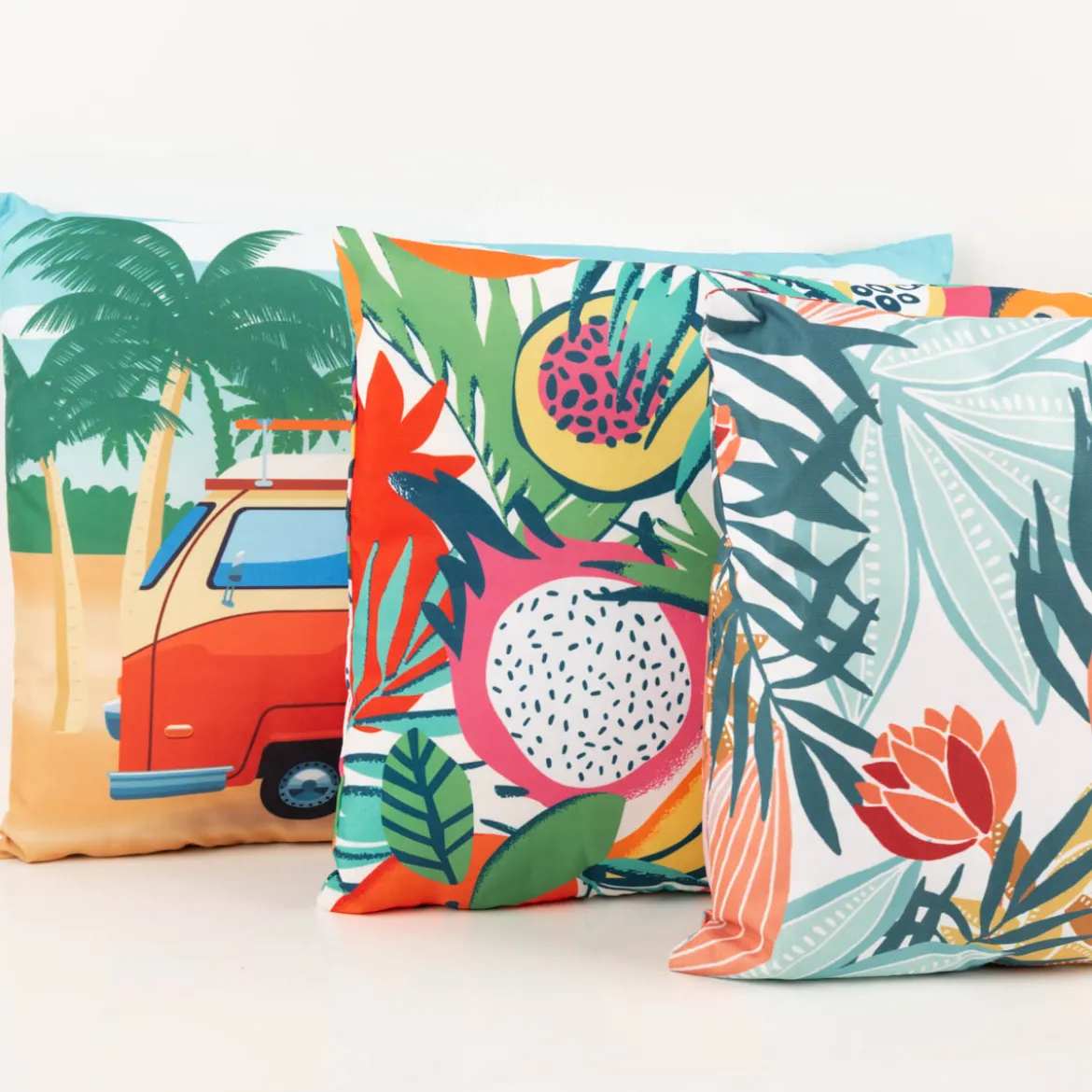 Outdoor Kissen Frutti Früchte weiß bunt wasserabweisend 40x60cm
