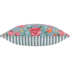 Outdoor Kissenhülle Claudia Blumen entenei-blau 45x45cm