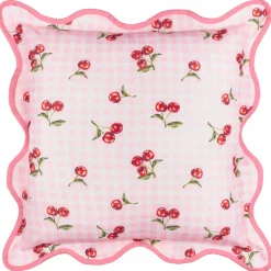 Outdoor Kissenhülle Früchte Kirschen Vichy-Karo rosa 45x45cm