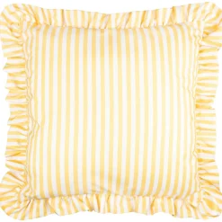 Outdoor Kissenhülle Millie Ruffle Streifen Rüschen gelb weiß 50x50cm