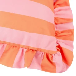 Outdoor Kissenhülle Palm Royale Streifen Rüschen pink orange 50x50cm