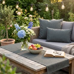 Outdoor Kissenhülle Struktur Olefina braun türkis meliert in versch. Größen von SCHÖNER LEBEN.
