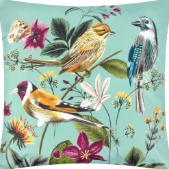 Outdoor Kissen Midnight Garden Birds Vögel aqua blau 43x43cm