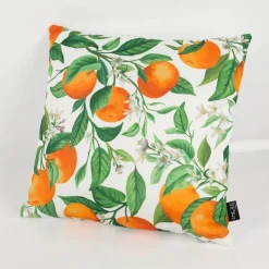 Outdoor Kissen Orangen weiß orange grün 45x45cm