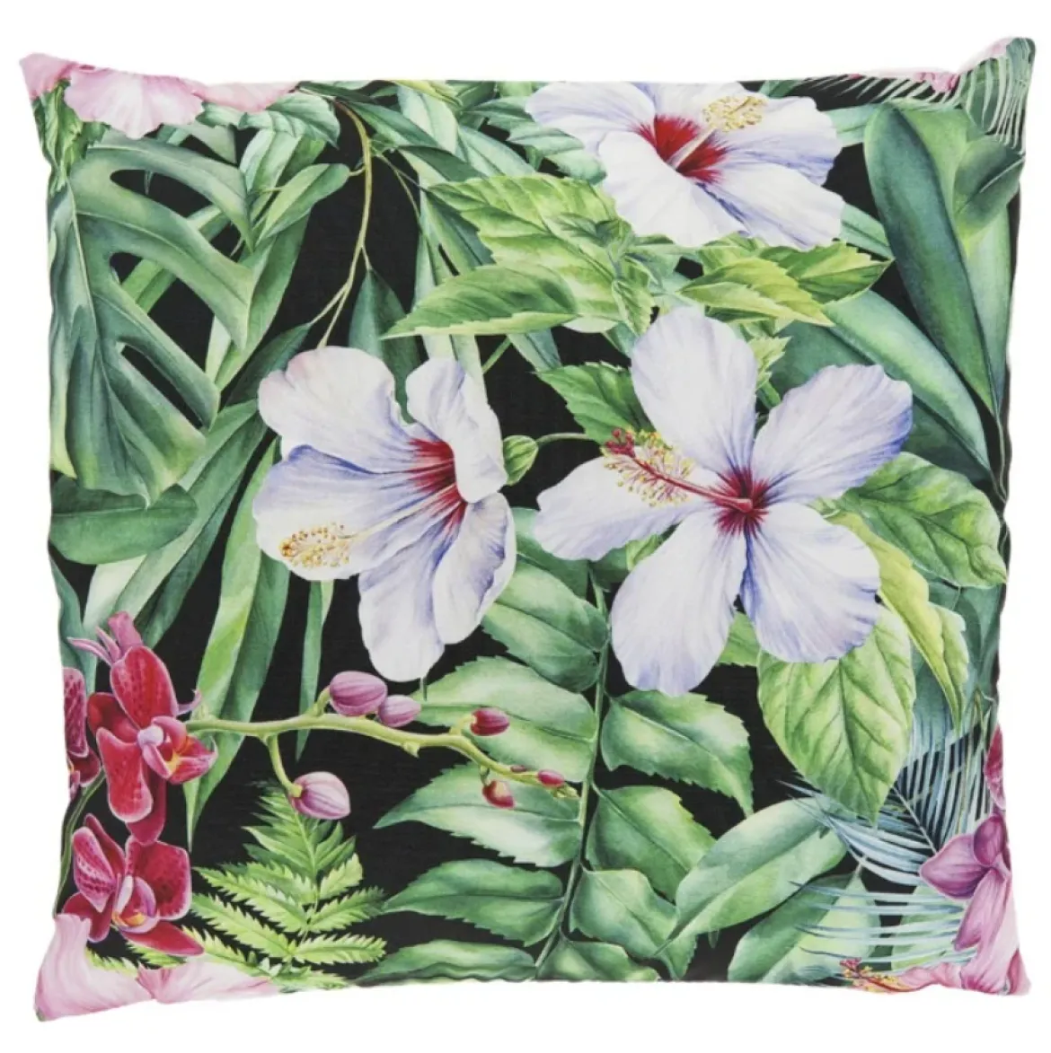 Outdoor Kissen Orchidee schwarz grün pink weiß 45x45cm