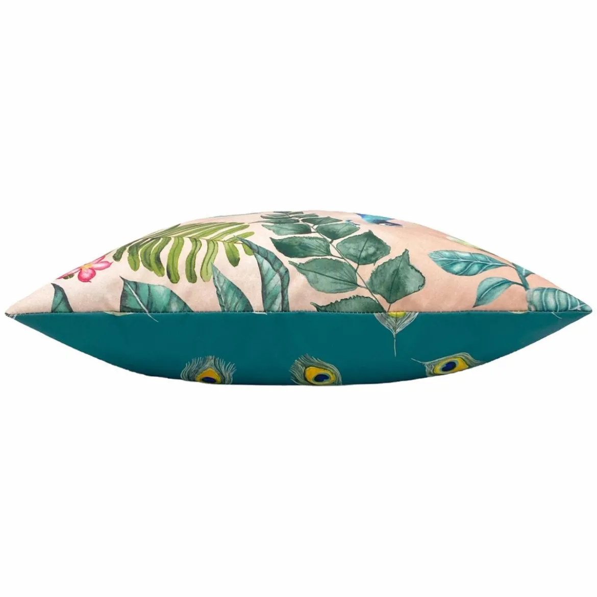 Outdoor Kissen Peacock Pfau Dschungel blush rosa 43x43cm