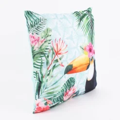 Outdoor Kissen Tukan Blüten Blätter bunt 45x45cm