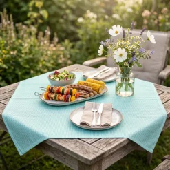 Outdoor Mitteldecke Struktur uni blau wasserabweisend 85x85cm