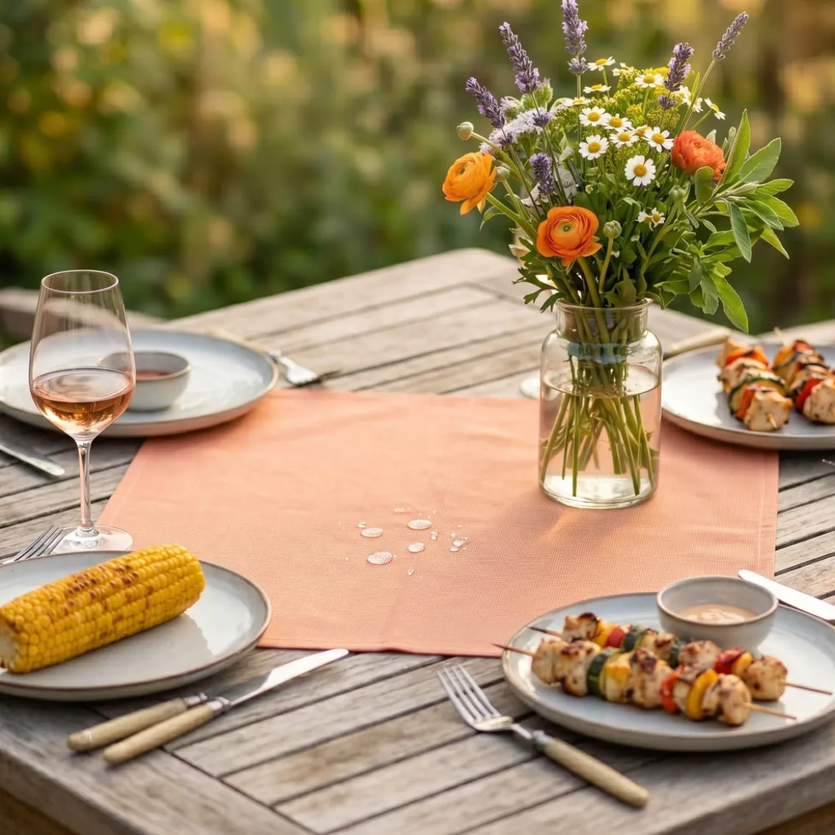 Outdoor Mitteldecke Struktur uni orange wasserabweisend 85x85cm