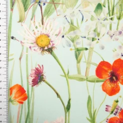 Outdoorstoff Digitaldruck Wiesenblumen hellblau bunt 1,40m Breite