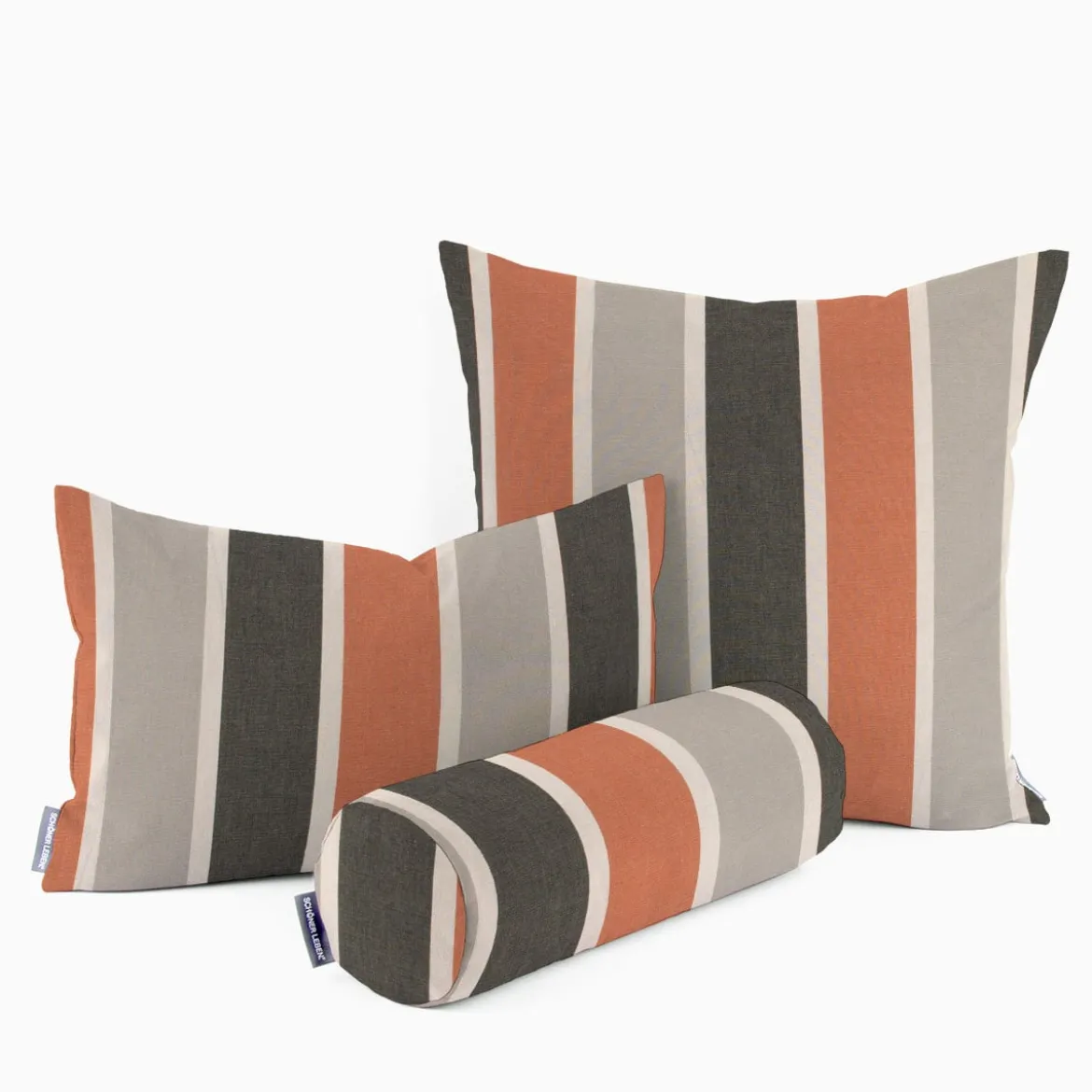 Outdoorstoff Dralon Jacquard Dekostoff polsterfähig Streifen terra schwarz grau 1,40m Breite