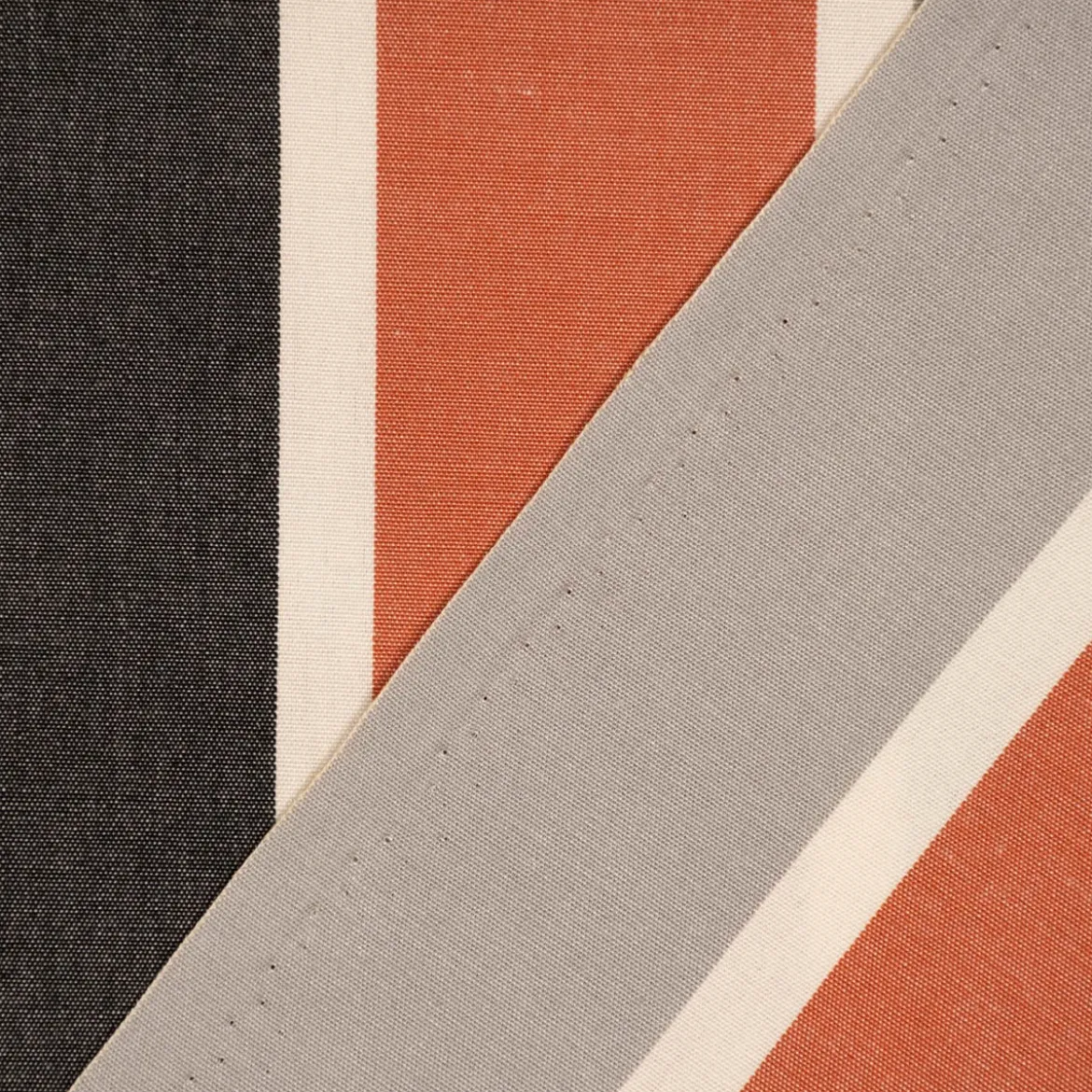 Outdoorstoff Dralon Jacquard Dekostoff polsterfähig Streifen terra schwarz grau 1,40m Breite