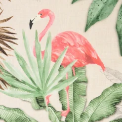 Outdoorstoff Dralon Teflonbeschichtung Palmen Papagei Flamingo beige bunt 1,40m Breite