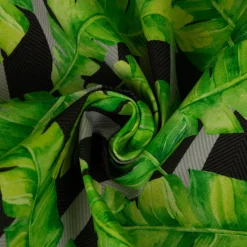 Outdoorstoff Dralon Teflonbeschichtung Palmen-Blätter grün schwarz grau 1,40m Breite