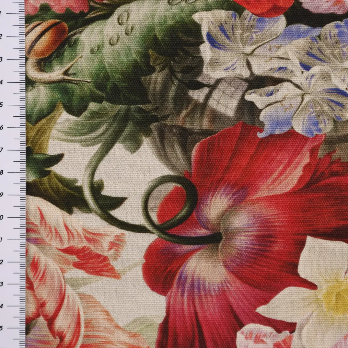 Outdoorstoff Dralon Teflonbeschichtung Flowers Painting Blumen Schmetterlinge bunt 1,40m Breite