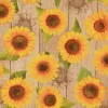 Outdoorstoff Dralon Teflonbeschichtung Sunflower Rustic Sonnenbumen Holzlatten beige gelb 1,40m Breite