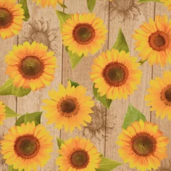 Outdoorstoff Dralon Teflonbeschichtung Sunflower Rustic Sonnenbumen Holzlatten beige gelb 1,40m Breite