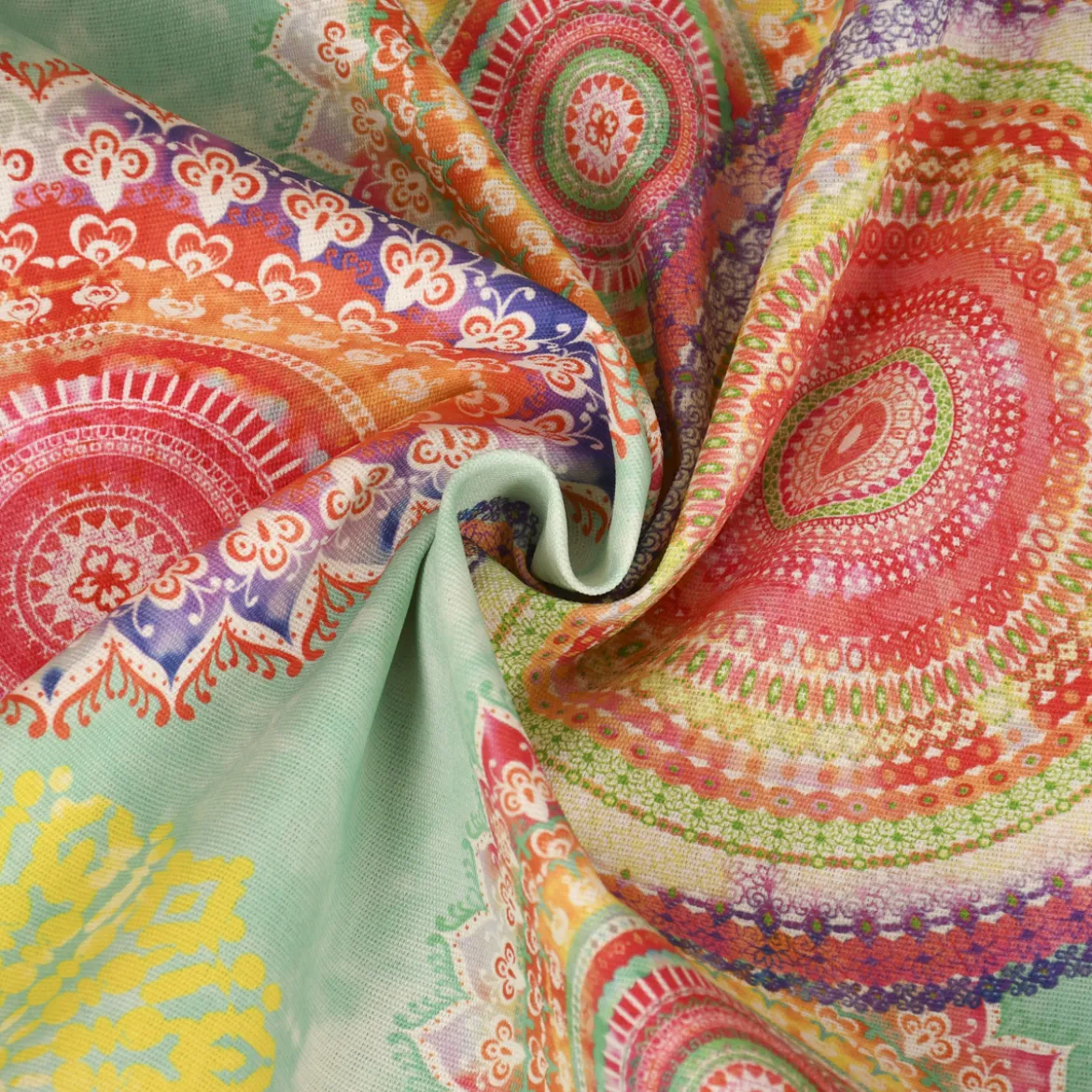Outdoorstoff Dralon Teflonbeschichtung Mandala Watercolour mint bunt 1,40m Breite