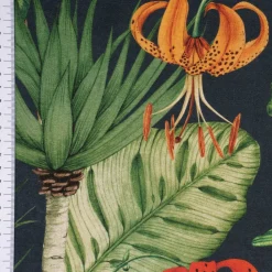 Outdoorstoff Dralon Teflonbeschichtung Tropical Garden Party Blätter Blüten dunkelblau grün rot 1,40m Breite
