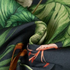 Outdoorstoff Dralon Teflonbeschichtung Tropical Garden Party Blätter Blüten dunkelblau grün rot 1,40m Breite