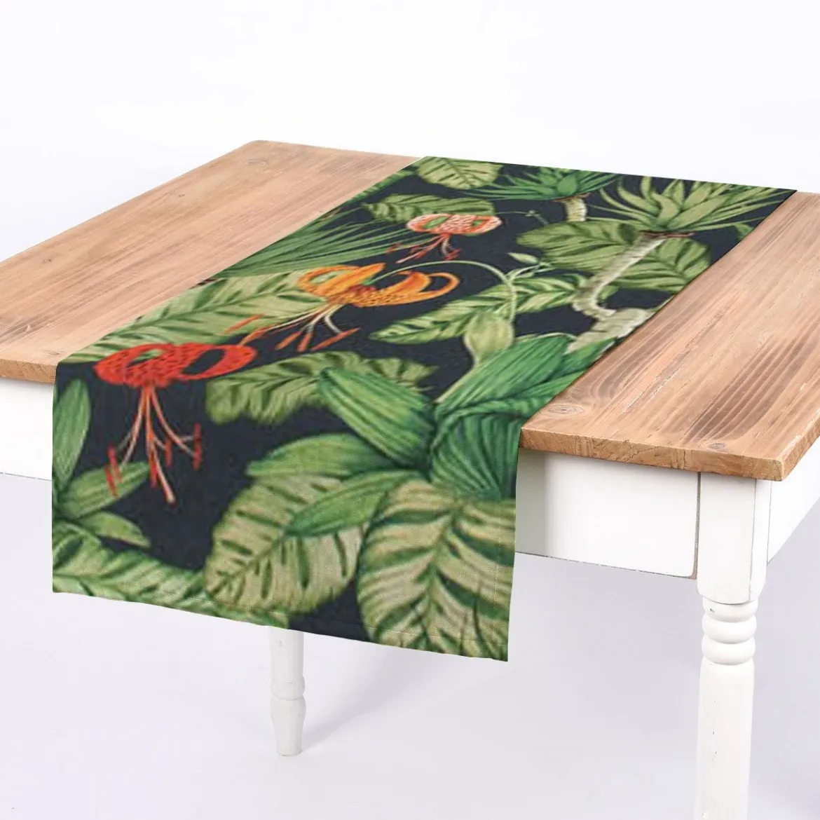 Outdoorstoff Dralon Teflonbeschichtung Tropical Garden Party Blätter Blüten dunkelblau grün rot 1,40m Breite